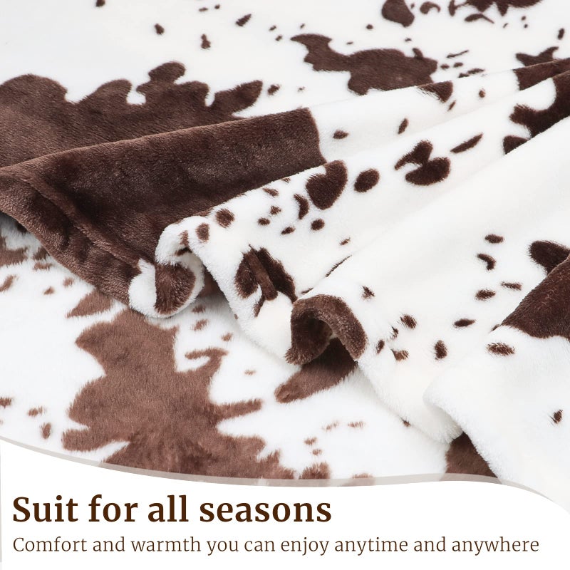 HSEEC Cow Print Blanket Soft Flannel Cozy Cute Warm Plush Lightweight Throw Blanket for Couch Sofa Bed All-Season Cow Fleece Throws for Adults Kids Boys Teens Gifts 50""x60"" - Image 4